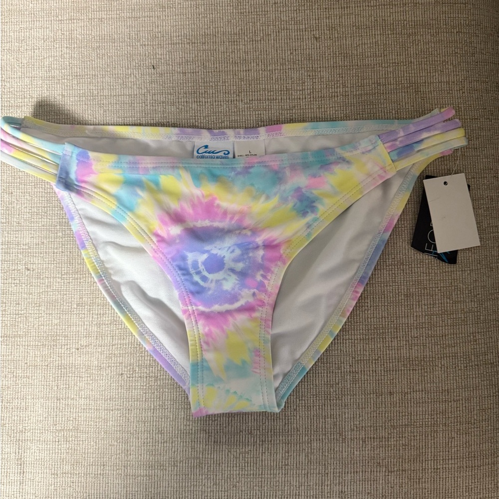 Large NWT Colorful Tie-Dye Bikini Bottom